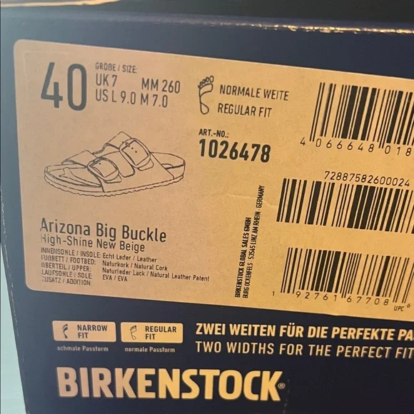 BIRKENSTOCK ARIZONA BIG BUCKLE HIGH SHINE NEW BEIGE SIZE 9 WOMENS - Picture 10 of 13